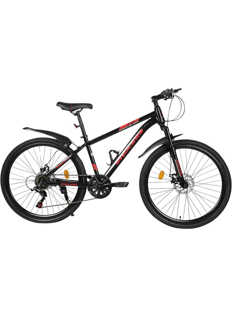 Endless 26" 7-Speed Mountain Bike for Adults | High Carbon Steel 18" Frame, Disc Brakes, Suspension MTB with Front & Rear Mudguards, Adjustable Seat, 2.135" All-Terrain Tires – Men & Women - Image 1